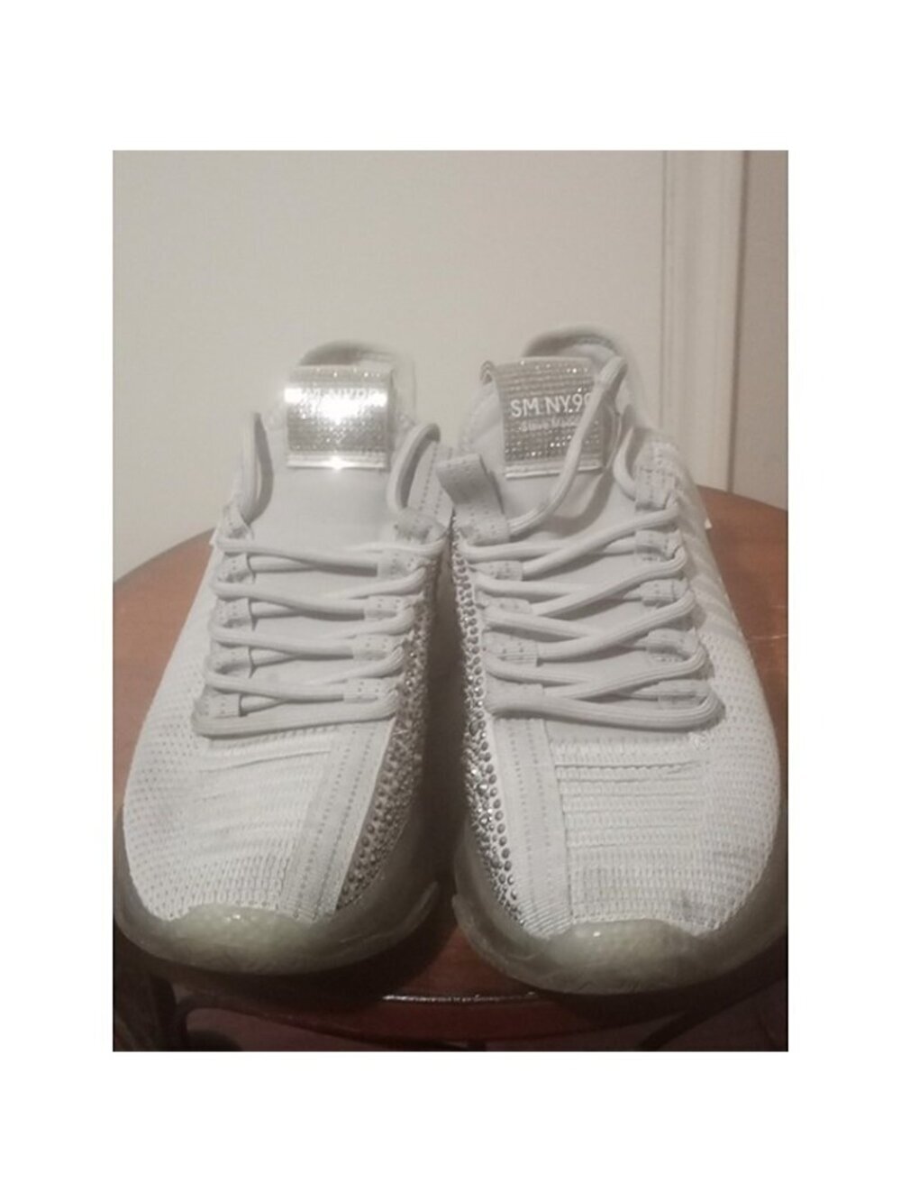 Steve Madden Womens Maxima-R White Bling Rhinestones Concert Sneaker Shoe Sz 8.5 - Picture 5 of 12